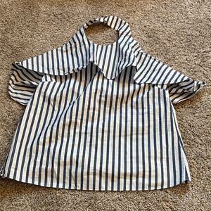 Alice + Olivia Navy and White Striped Blouse